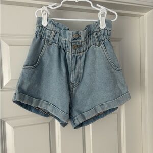 Pacsun High-Waisted Denim Paperbag Mom Shorts